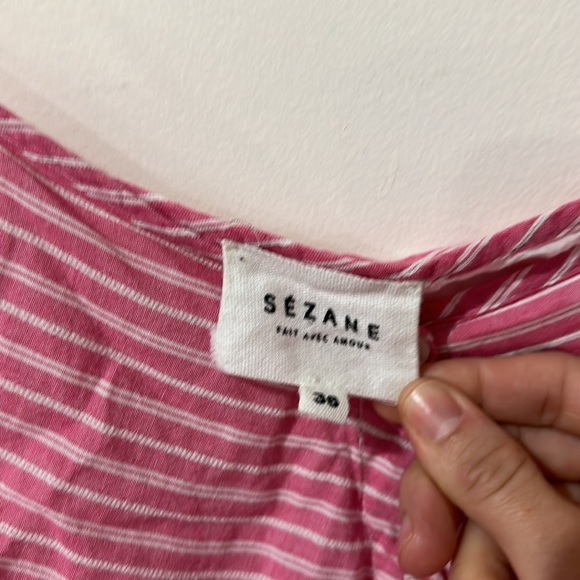 • Sézane • Women’s Felicie Sundress Mini Pink and white Stripes Button Down 36 S - Picture 5 of 6